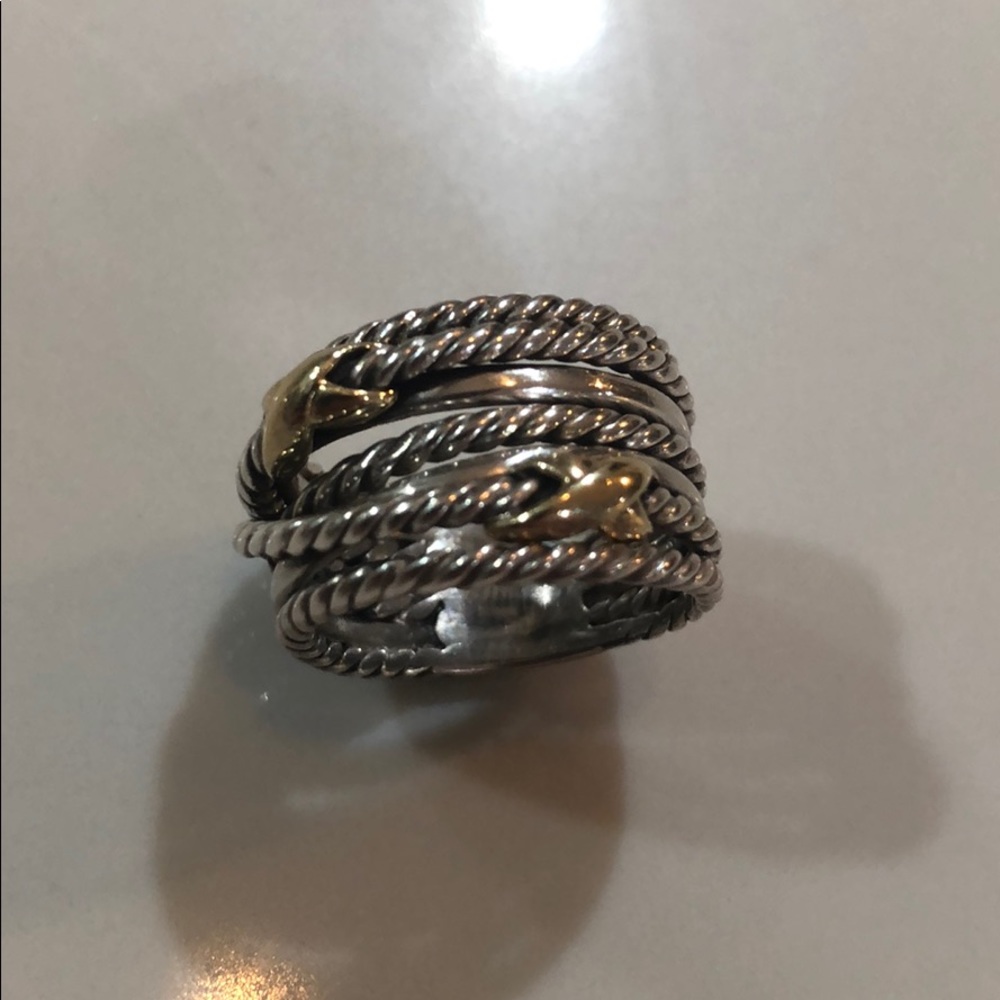 David Yurman Double X Crossover Ring with 18K Gold